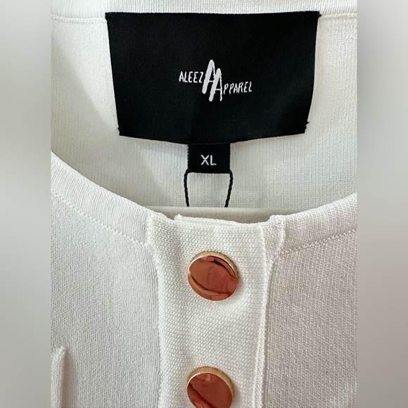 NWT SZ XL Aleeza Paris Porcelain Knit Top White Long Sleeve - Picture 3 of 10